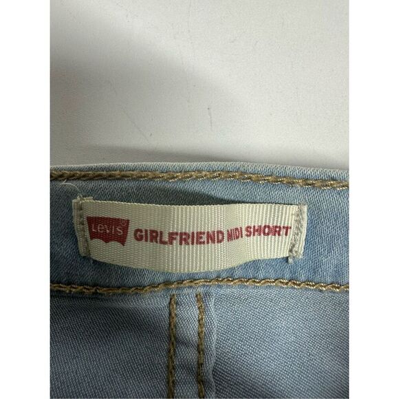 Levi's Girlfriend Midi Pull On Shorts Size Girl's Adjustable Size 5-6Y Sky Blue - Picture 2 of 8